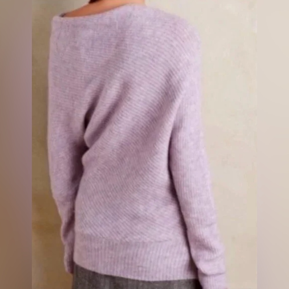 Moth by Anthropologie Lavender Caya Asymmetrical Neckline Sweater - Size XS - Picture 3 of 7